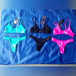 new  W/Tags 3 Set Sherry Dc Stylish Women's Swimwear Set - Black, Pink, and Teal